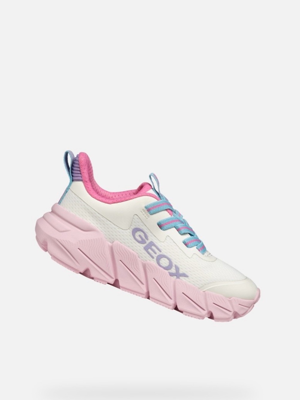 Geox Kids White, Pink & Blue Chunky Lace-Up Sneakers | Size 2 | NWOT